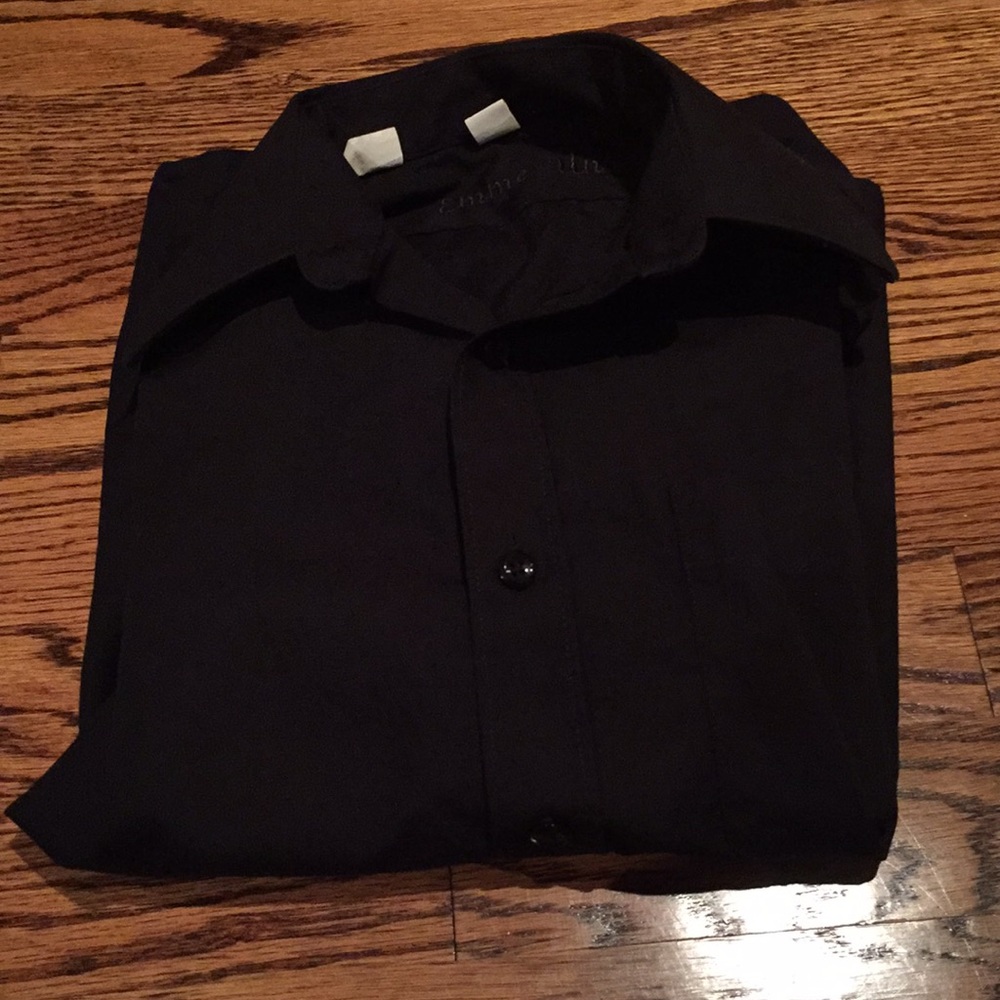 Emme Uno Jet black long sleeve button down dress shirt